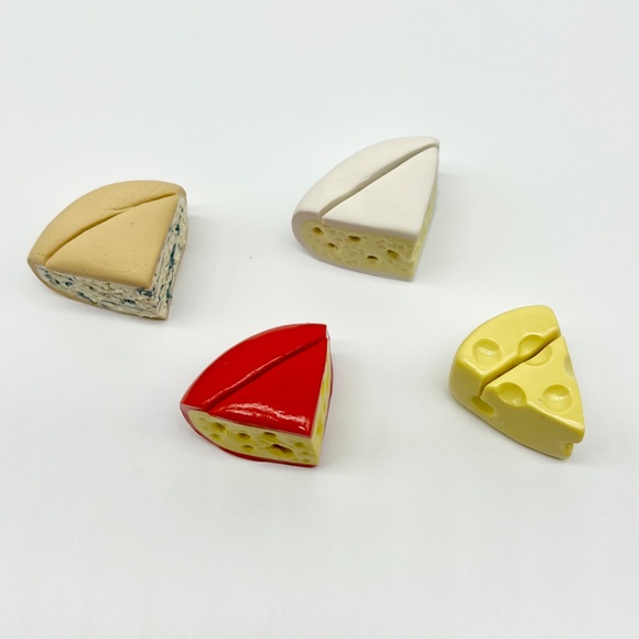 Cheese Place Card Holders - Set of 4 - Handmade Clay Brie, Gouda, Swiss, Blue - Picture 11 of 16